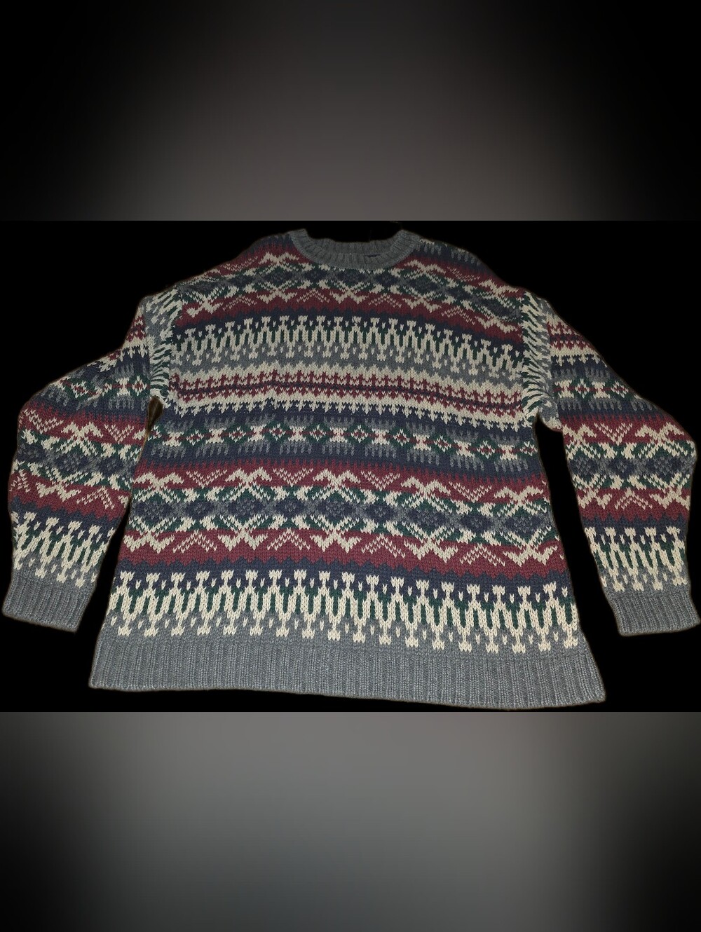 VINTAGE Y2K ABERCROMBIE & FITCH Men's Multicolor Fair Isle Crewneck Sweater XL - Picture 2 of 12